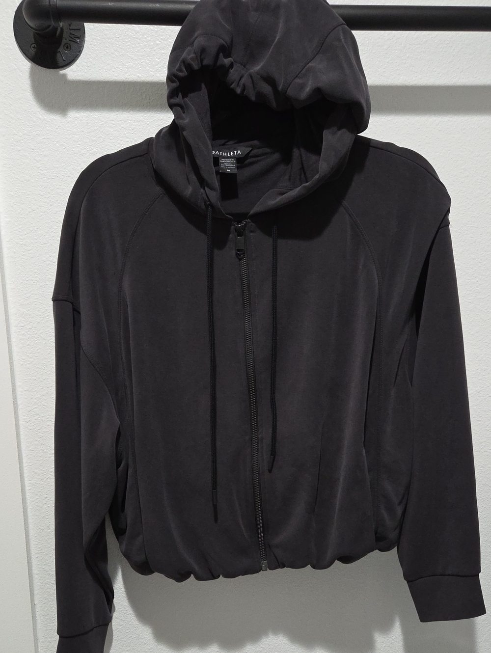 Athleta Seasoft Bubble Hem Full Zip Charcoal Hoodie Jacket Size Medium
